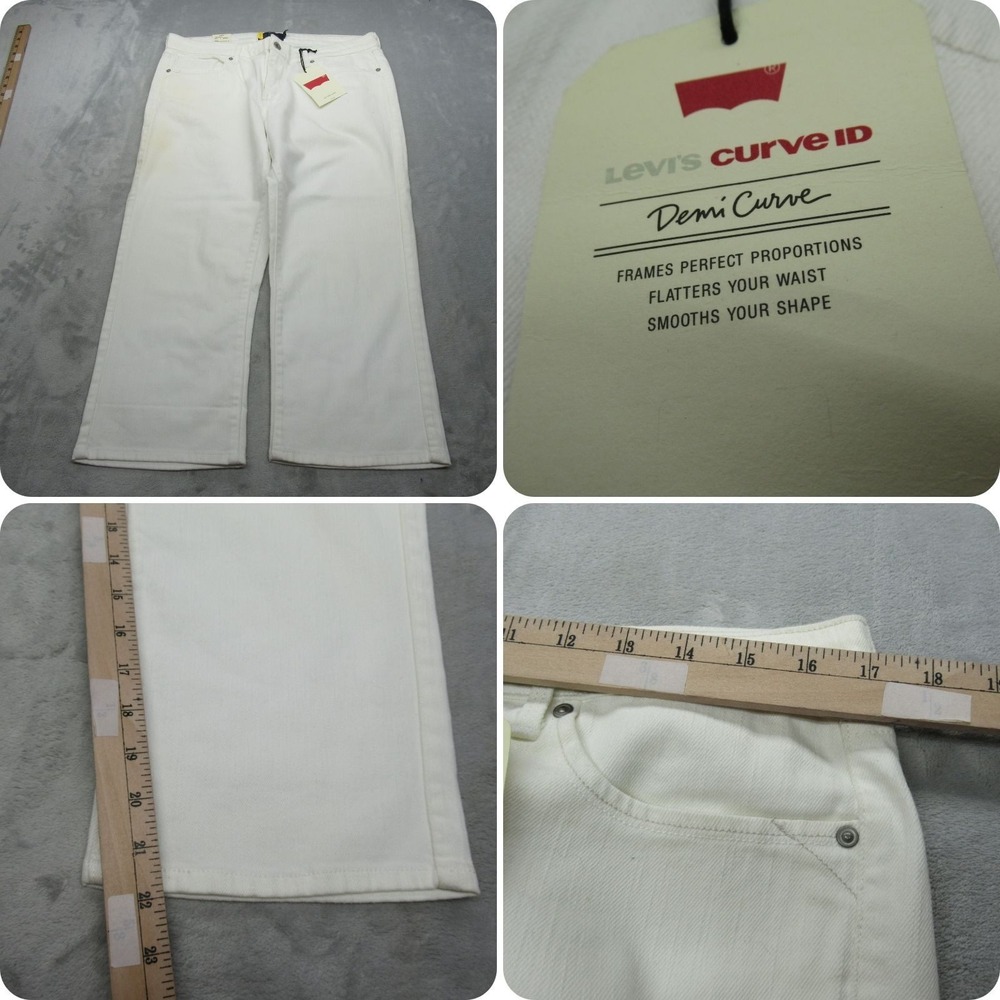 Levis Denim Jeans Women 14 Cream‎ Zip Fly Curve Demi Capri Mid Rise 34x22 READ